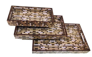 Custom Decorative Enamel MDF <b>Tray</b> Coffee <b>Tea</b> Bamboo Wooden Breakfast Food <b>Tray</b> Wood Serving <b>Tray</b> <b>With</b> <b>Handles</b> - Product Image 2