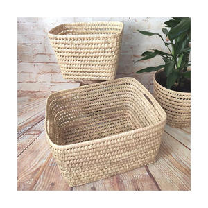 ชุดตะกร้าลายใบไม้ทันสมัยเป็นมิตรต่อสิ่งแวดล้อมทำมือสำหรับเก็บของในห้องครัวและห้องนั่งเล่นภาชนะใส่ขนมปังและผลไม้ที่ทนทาน - Product Image 6