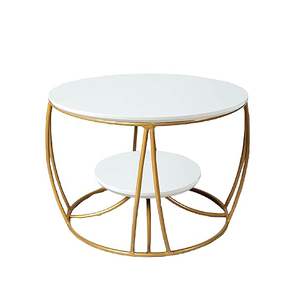 Mesa de Centro Dúplex con Base de Metal, Diseño Moderno y Simple de Lujo, Multifuncional, Duradera y Ecológica para Sala de Estar/Oficina - Product Image 1