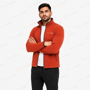 Veste polaire pour homme Tiierwear, col montant, fermeture éclair, orange uni, respirante, écologique, séchage rapide, vêtement d'extérieur décontracté pour l'hiver - Product Image 4