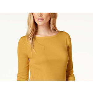 Camicia da Donna Charter Club XL Petite in Cotone Pima Giallo con Bottoni sulle Spalle, Fantasia Scozzese, Vestibilità Ampia, in Lino Popeline e Seta - Product Image 2
