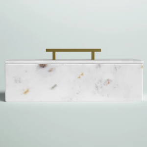 กล่องเครื่องประดับหินอ่อนสี่เหลี่ยมขนาดกลางปรับแต่งได้ด้ามจับทองเหลืองจากจีนของขวัญที่ดีที่สุดรูปปั้นกล่องเครื่องประดับ - Product Image 4