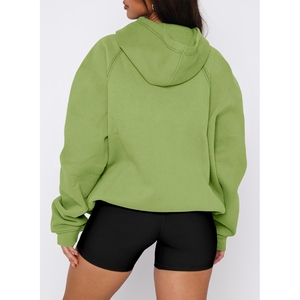 Último diseño, suéter con capucha para mujer, sudaderas con capucha, patrón sólido, sudadera de invierno, cuello forrado, estilo informal, 100% algodón de talla grande - Product Image 3