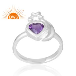 La última venta de anillo de piedras preciosas de amatista natural de Plata de Ley 925 fabricante de joyería personalizada - Product Image 1