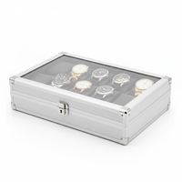 Boîte de présentation de montre en alliage d'aluminium personnalisée OEM/ODM avec couvercle transparent, étanche IP68, support réglable