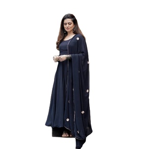 Robe de soirée en satin noir FABZONE, dernier modèle, pour occasions spéciales, avec dupatta, style traditionnel indien pour femmes - Product Image 1