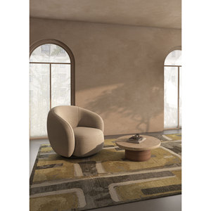 พรมขนสัตว์ทอมือลายเรขาคณิตสีเบจน้ำตาล รุ่น Acar Tnr-1552(Md) สำหรับทางเข้าบ้าน ห้องนอน ห้องโถง รูปทรงสี่เหลี่ยมผืนผ้า ขนาด 4 เมตร หนา 10 มม. - Product Image 5