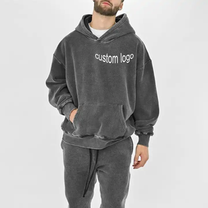 Acid Wash Hoodie Sudadera con capucha de gran tamaño de alta calidad sin cuerda para hombres vintage Acid Wash HOODIE Baggy Boxy Fit - Product Image 5