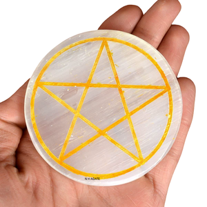 Plaque de Recharge en Sélénite avec Symbole Étoile de David, Cristaux de Pierre d'Agate et Gemmes de Guérison, Meilleures Ventes - Product Image 5