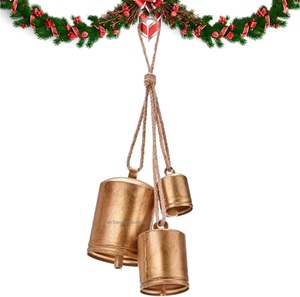 Campanas de vaca Vintage de Metal de último diseño, campana colgante de cuerda de yute hecha a mano, campanas de vaca de la suerte rústicas de oro antiguo - Product Image 5