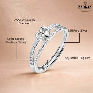 NOVAMART Fine Zarkan <b>Crown</b> Heart Romantic Sterling Silver <b>Ring</b> Rhodium Plated with Zircon and Pearl Inlay Fine Jewelry for Every - Product Image 5