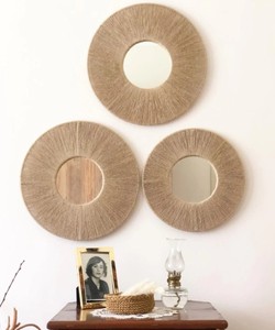Espejo de yute, espejo de yute redondo simple, espejo bohemio, decoración de pared - Product Image 2