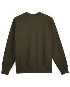 Olive <b>Green</b> <b>Fleece</b> Sweatshirt for <b>Men</b> Crewneck Pullover Long Sleeve Casual Soft Cotton Winter Warm OEM Custom Design - Product Image 2