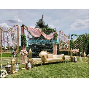 Scène de mariage indien en plein air, décoration de scène de mariage musulman traditionnel, décor de scène Walima, thème de jardin extérieur, scène de mariage - Product Image 1