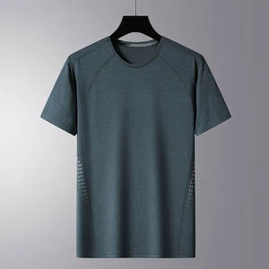 Camiseta deportiva de alta calidad para hombre, ropa deportiva de compresión de punto informal para gimnasio, patrón sólido para entrenamientos de verano OEM ODM - Product Image 2