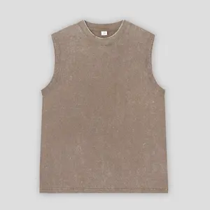 Venta al por mayor de ropa de marca personalizada Heavyweight 300 Gsm Plain Acid Men's T-Shirts Washed Out - Product Image 3