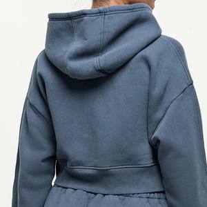 2026 estampado Color sólido 100% algodón transpirable Zip Sweatsuit Set mujeres Stand Front Heavyweight invierno deportivo Sudadera con capucha Jogger - Product Image 5