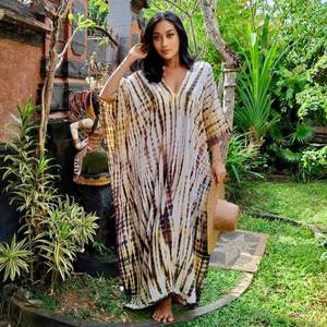 Nouvel arrivage de robe longue à manches longues imprimée à la main pour femmes, robes de plage longues imprimées Boho, caftan de bohème pour femmes et filles - Product Image 5