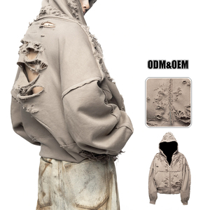 Sweat-shirts à capuche unisexes d'hiver de haute qualité avec fermeture éclair, 100% coton molletonné, poids lourd, impression numérique, coupe classique - Product Image 3