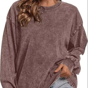 Sweat-shirt pour femme à col rond, lavage à l'acide, de qualité supérieure, vente en gros d'usine, logo personnalisé imprimé, meilleur prix, sweat-shirt pour femme avec votre logo - Product Image 1