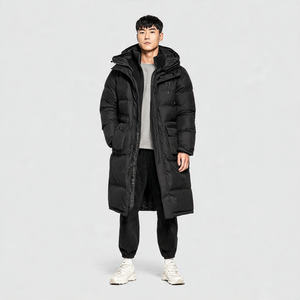 Chaqueta Larga Acolchada con Capucha de Invierno para Hombre, Estilo Urbano, con Logotipo Personalizado en la Parte Delantera - Product Image 5