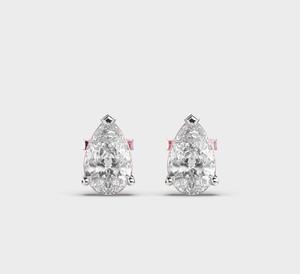 Boucles d'oreilles solitaires en diamant de laboratoire taille poire en or blanc/rose/jaune 9 carats pour fiançailles, mariage et cadeaux d'anniversaire - Product Image 1