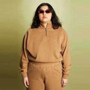 Sudadera informal con cuello embudo y cremallera para mujer, sudadera moderna y versátil con media cremallera y cuello embudo - Product Image 1