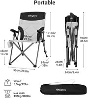 Chaise de Camping pliante robuste inclinable chaise de Camp rembourrée de pelouse extérieure à dossier haut pour adultes dossier réglable de Style moderne