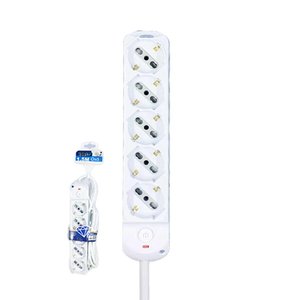 Ciabatta a 5 vie con 5 prese Schuko, 10A/16A, interruttore e spina 10A, cavo da 1.5 metri, bianco- - Product Image 2