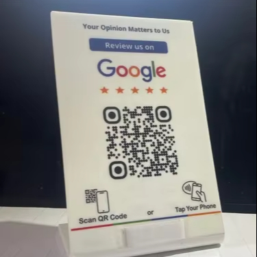 4MM Premium RFID NFC Embedded QR Code Mini Tag Hotel Payment Table Display Stand with 4MM Acrylic