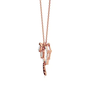 Collier pendentif en diamant et perle plaqué rhodium en or blanc 18 carats ou or rose - Bijoux de fiançailles tendance - Product Image 3