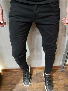 กางเกงยีนส์ทรงตรงสำหรับผู้ชายทรงตรงสีฟ้าผ้ายีนส์ทรงสลิมฟิตซักได้ตามต้องการ - Product Image 4