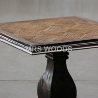 MRS WOODS Table d'appoint en chêne récupéré français Tables d'appoint de salon anciennes Petite table basse carrée