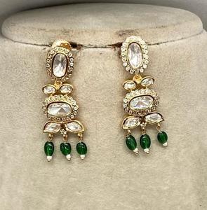 Luxury Kundan Brass <b>Bridal</b> <b>Set</b>-American Diamond <b>Necklace</b> & Earrings for Weddings Engagements Special Occasions - Product Image 2