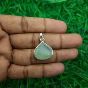 Colgante de plata de ley artesanal bohemio facetado aguamarina, colgantes de diseñador bohemio, colgante de piedras preciosas naturales bohemias - Product Image 1