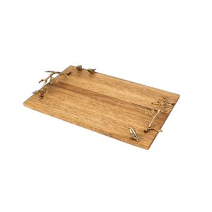 Stylish Wooden Tray With <b>Butterfly</b> Metal Handle Snacks Hotel Tableware <b>Tea</b> And Coffee Serving Tray Dessert Server Platters - Product Image 2