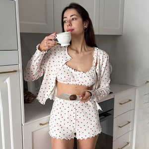 Conjunto de Pijama de Lujo de 2 Piezas para Mujer, con Estampado Personalizado en Satén, Cuello en V, Cintura Elástica, Secado Rápido - Product Image 6
