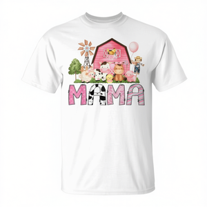 T-shirt coordinata promozionale per la festa di compleanno della bambina amante delle mucche di Mama Pink Farm - Product Image 2