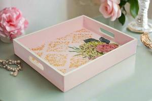 <b>Kitchen</b> Decor Wooden Enamel Serving Tray Stylish Food Tray <b>For</b> Home Dining - Product Image 4