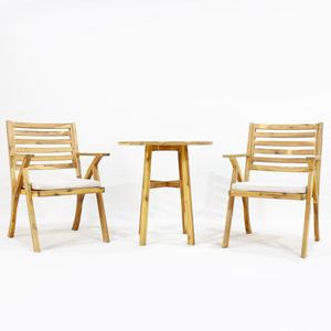 Chaises de salle à manger de patio en bois d'acacia massif Comehome, résistantes aux intempéries, entretien facile - Product Image 2