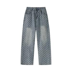 Pantalon cargo en coton léger, décontracté, respirant, écologique, délavé à l'acide, taille élastique, coupe droite ample, en laine au crochet - Product Image 2