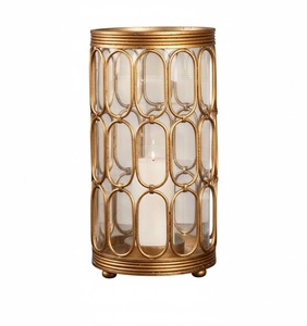 Set Of 2 Dark Brown Metal Handcrafted Designer Votive Holders Vintage Iron Candle <b>Lantern</b> For Home Wedding Table Decoration - Product Image 2