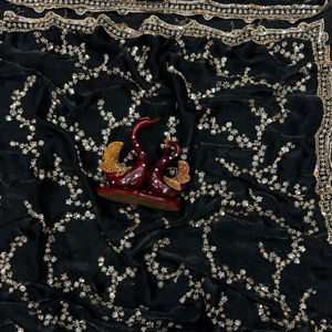 ส่าหรีผ้าไหมสำหรับปาร์ตี้ของผู้หญิงผ้านุ่มปักลายลำดับ - Product Image 4