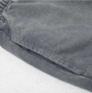 กางเกงขาสั้นผู้ชายผ้าแคนวาสแบบแห้งเร็วเทอร์รี่สไตล์วินเทจซีดจางสตรีทใส่วิ่งออกกำลังกายสีพื้น - Product Image 5