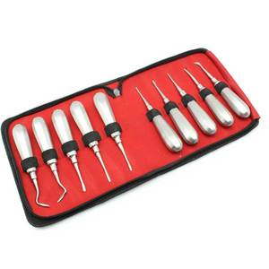 Kit professionnel de 10 élévateurs apicaux droits en acier inoxydable pour chirurgie dentaire et extraction SURGINEXA - Product Image 4
