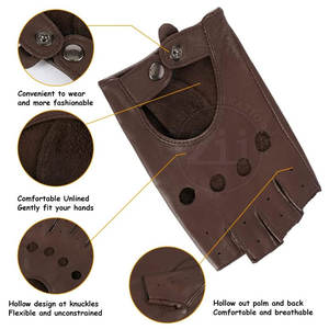 Guantes de conducción sin dedos de invierno con logotipo personalizado Equipo deportivo de cuero de moda para uso diario Estilo liso para escena informal - Product Image 3