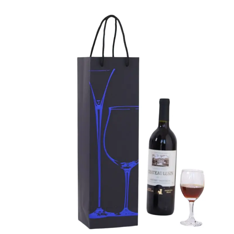 Factory direct red wine sparkling champagne bottles paper bag ready to ship 500ml 750ml single bottle red wine gift bag