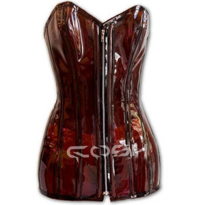 Clear Brown Steel Boned Overbust Corset <b>Dresses</b> with Lace Appliques Firm Control Club Style Fashion Wear - Product Image 4