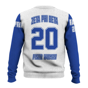 ZPhiB 1920 suéter de punto de hermandad Zeta Phi Beta vida griega azul blanco Chenille parche carta suéter Divine Nine Apparel - Product Image 2