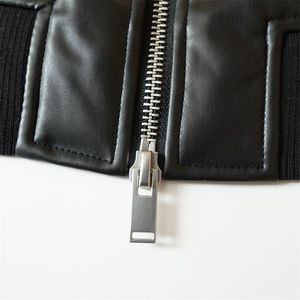 Men's High Quality Winter Jacket Stylish Smooth Waterproof Solid Color Double Zipper Crop Faux PU Leather Features Letter - Product Image 3